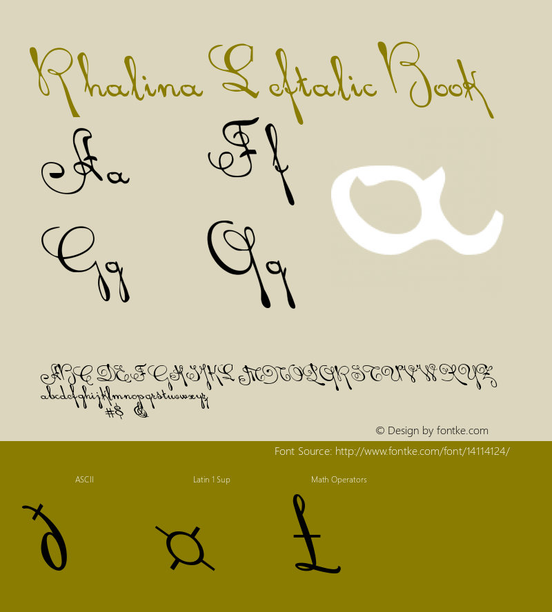 Rhalina Leftalic Book Version 1 Font Sample