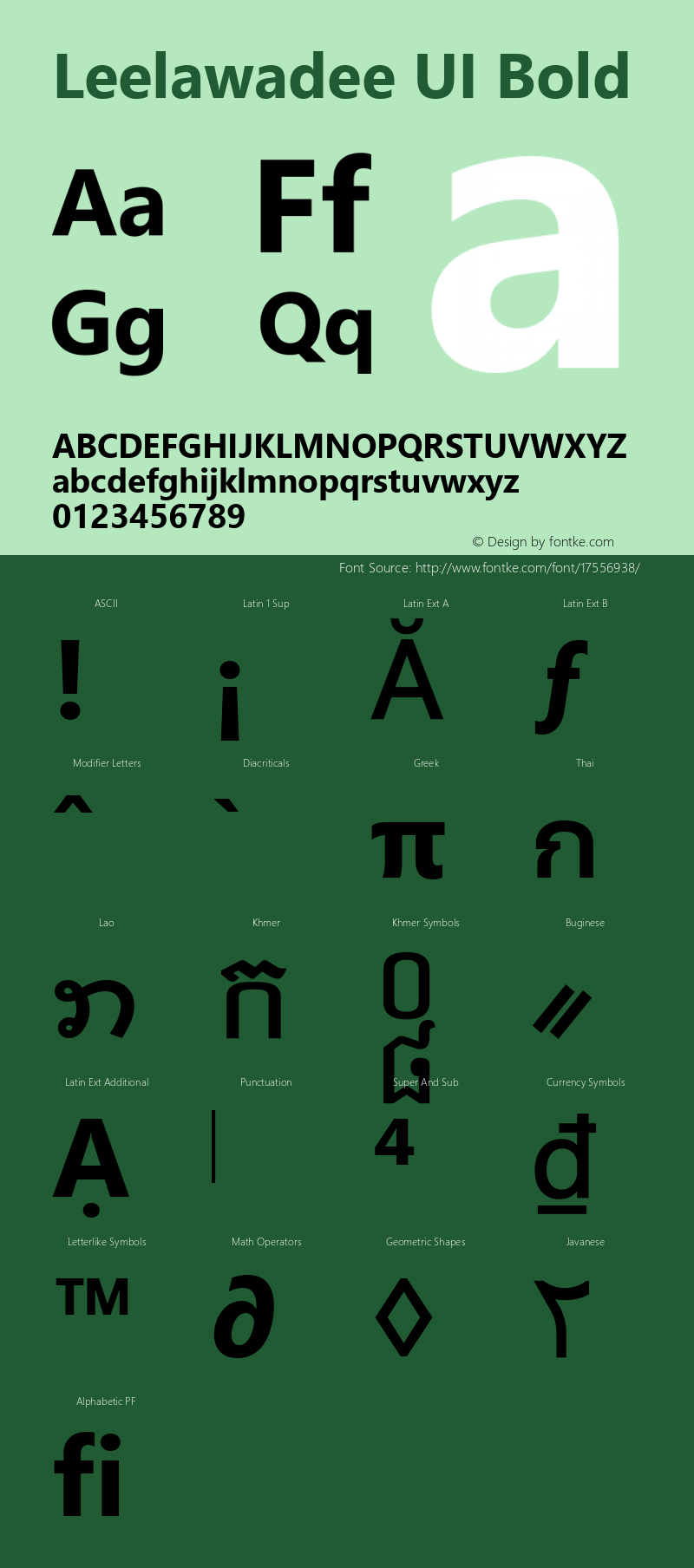 Leelawadee UI Bold Version 1.00 Font Sample