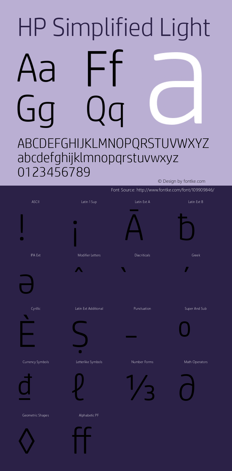 HP Simplified Light Version 2.001 Font Sample