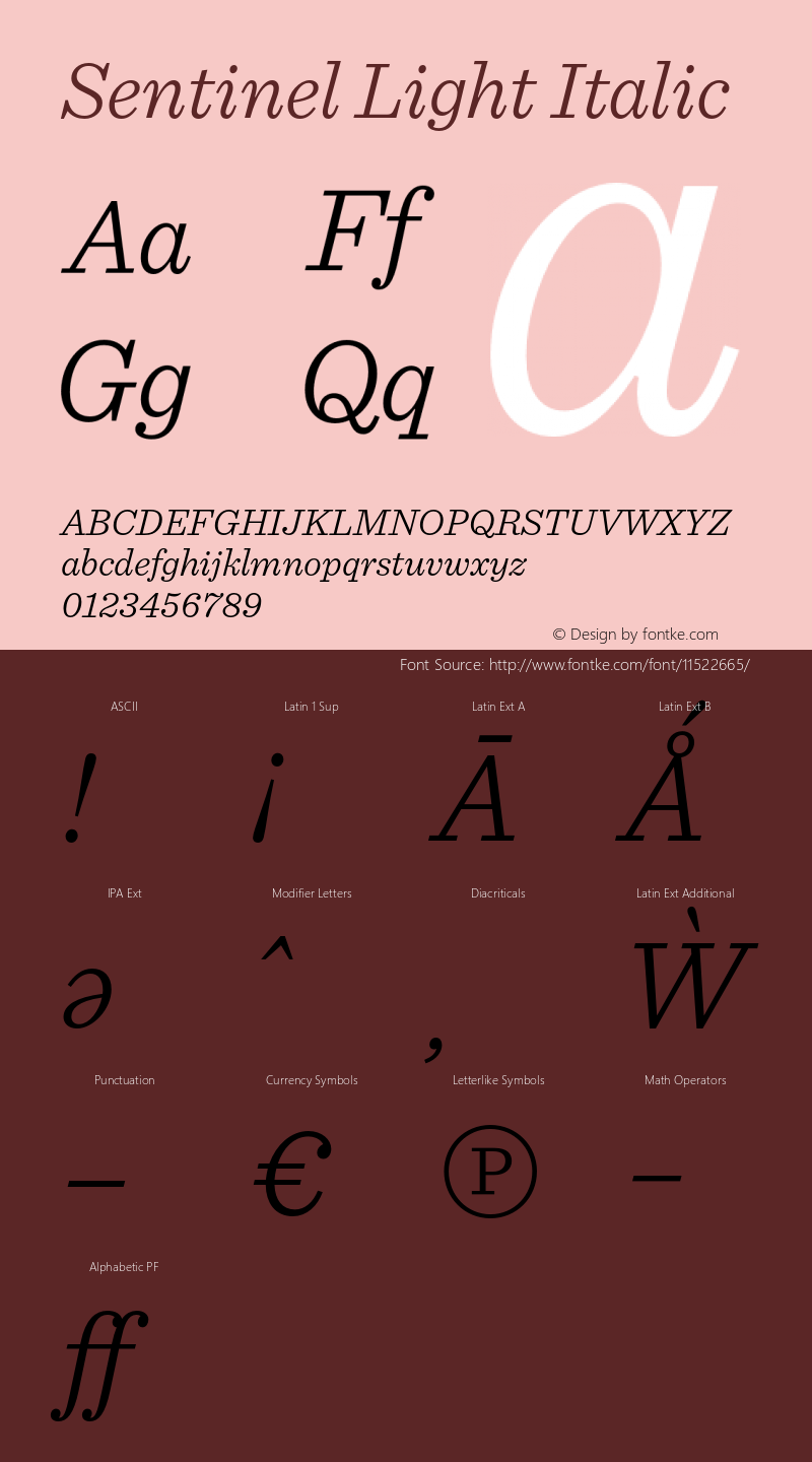 Sentinel Light Italic Version 1.200 Font Sample