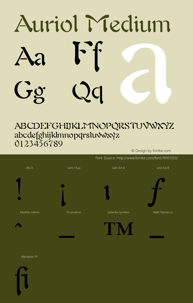 Auriol Version 001.001 Font Sample