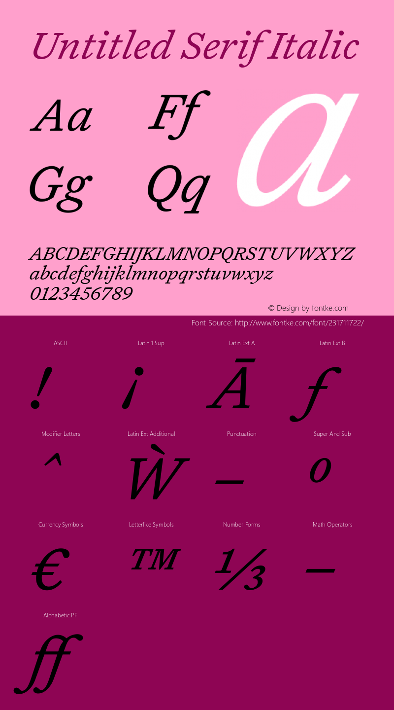 Untitled Serif Italic Version 1.000图片样张