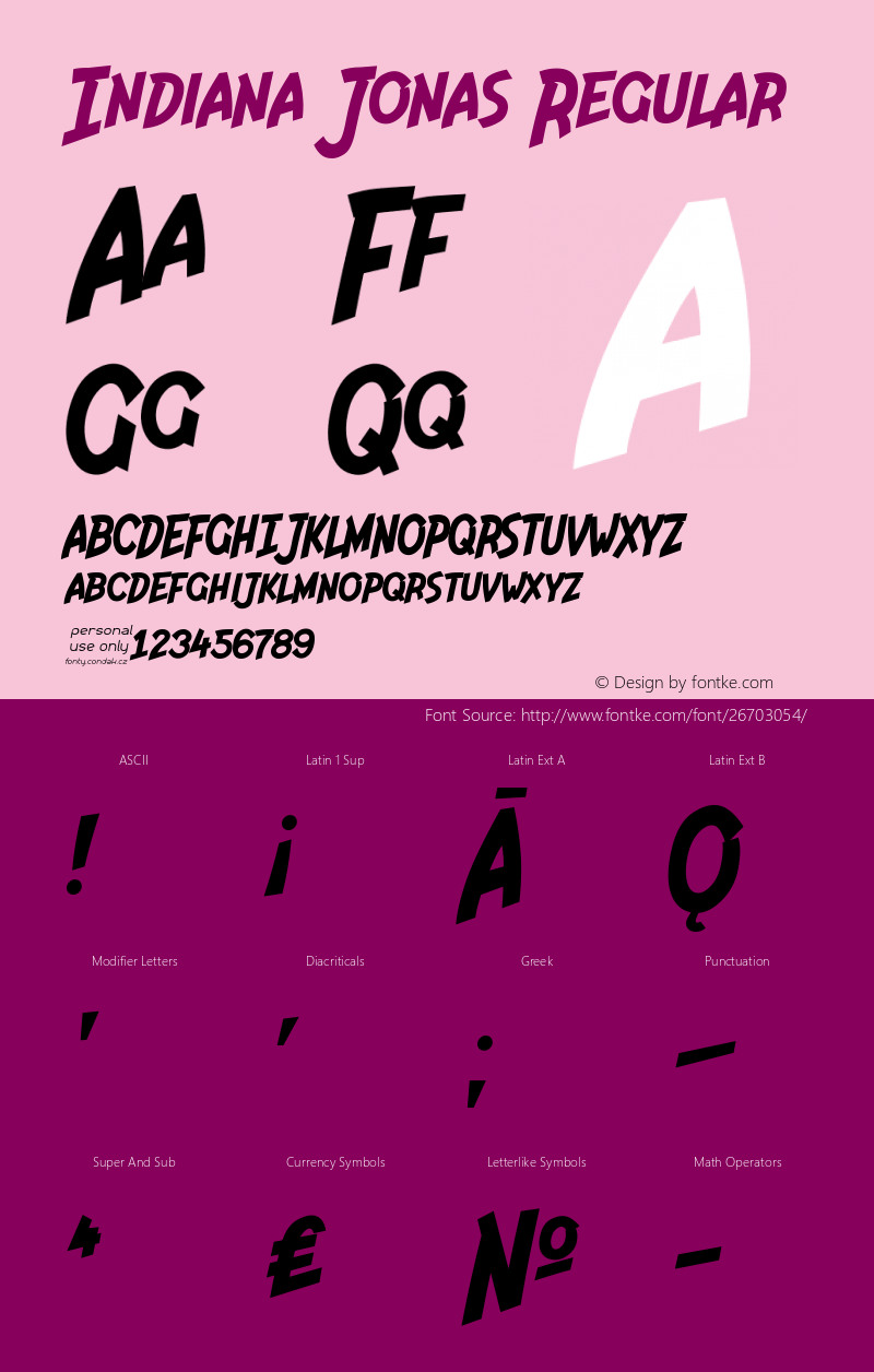 Indiana Jonas Version 0.48 September 3, 2017 Font Sample