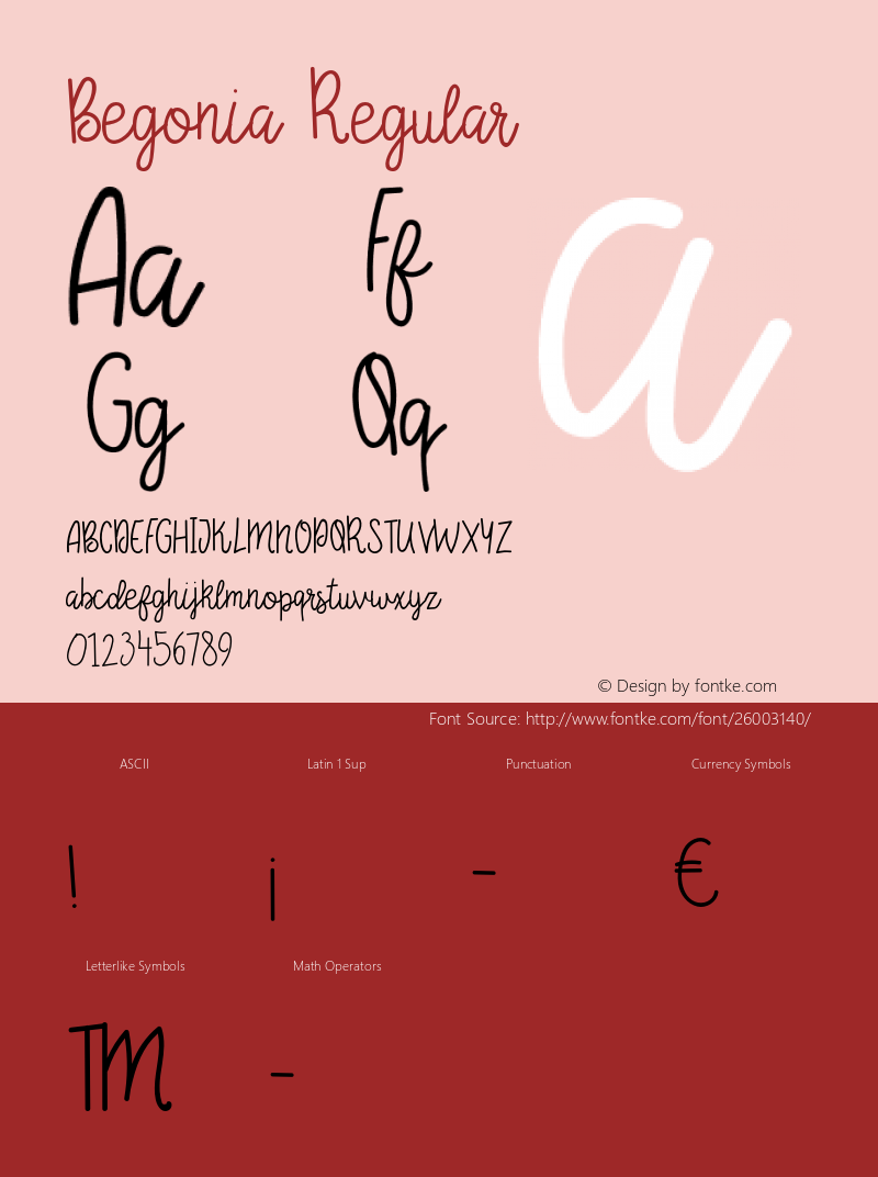 Begonia Version 1.000;PS 001.000;hotconv 1.0.70;makeotf.lib2.5.58329 Font Sample