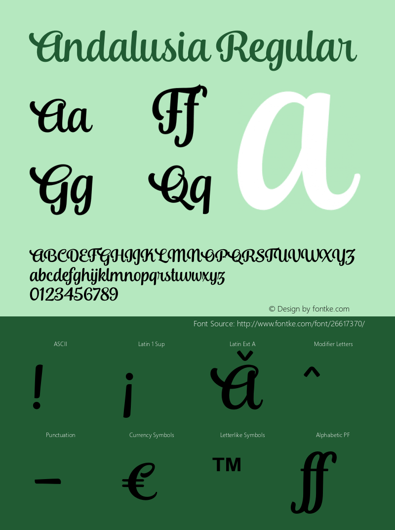 Andalusia Version 1.000 Font Sample