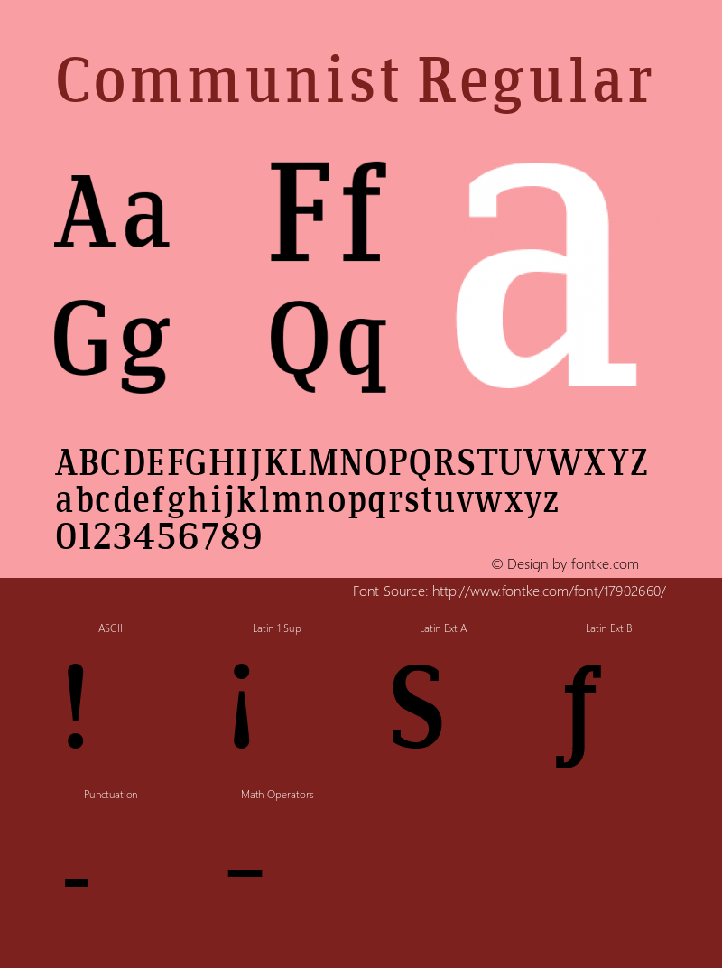 Communist Regular Macromedia Fontographer 4.1.5 25‐07‐2001 Font Sample