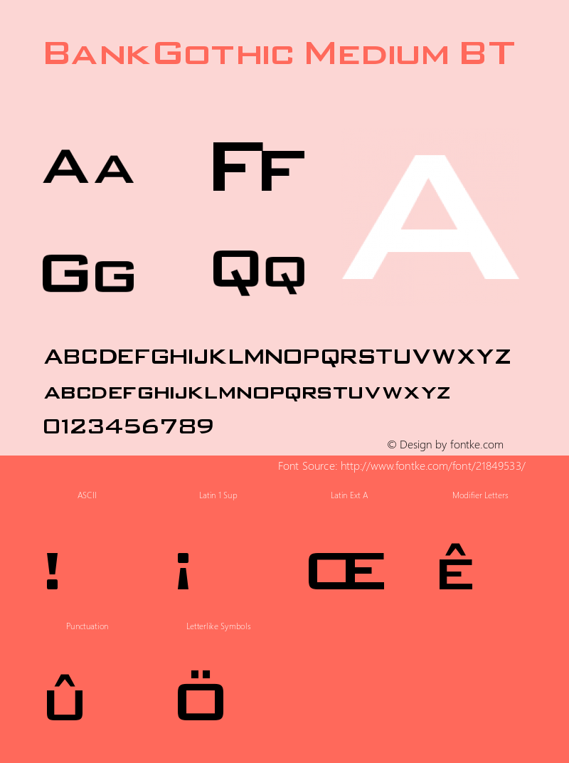 BankGothic Medium BT V1.00 Font Sample