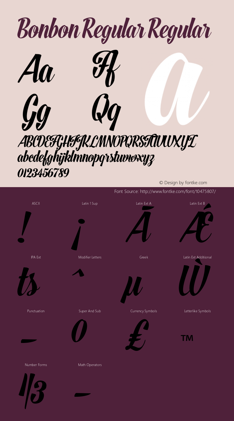 Bonbon Regular Regular Version 1.000 Font Sample