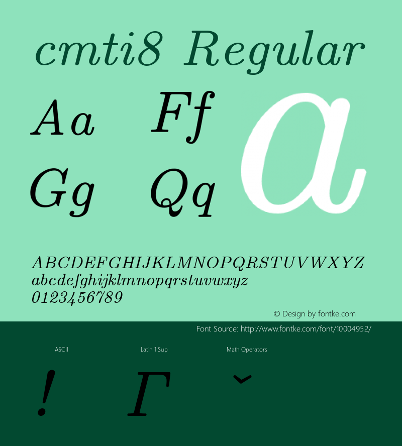 cmti8 Regular 1.1/12-Nov-94 Font Sample