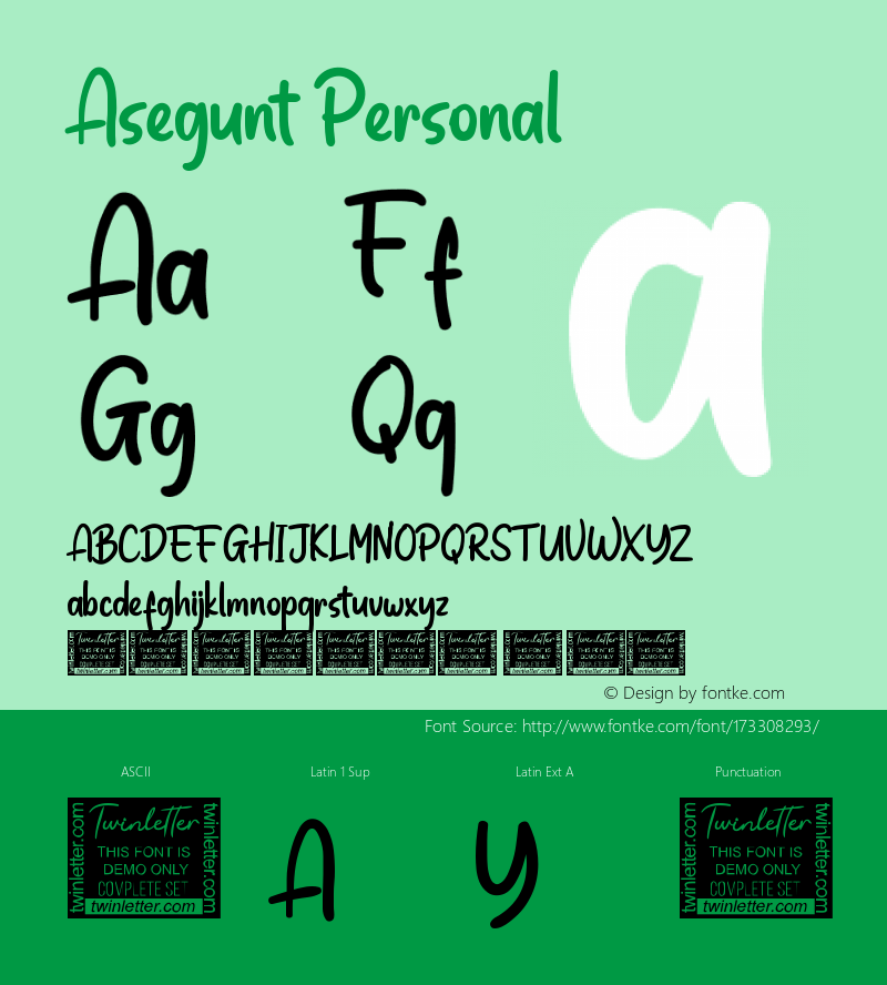 Asegunt Personal Version 1.001;Fontself Maker 3.5.4图片样张