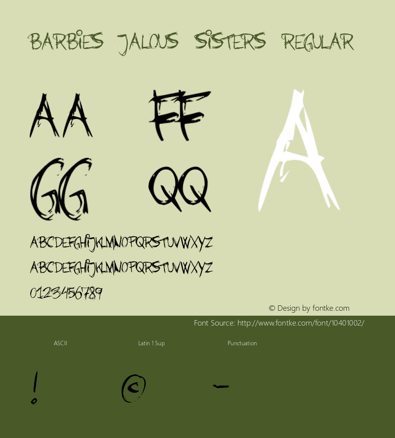 Barbies Jalous Sisters Regular Version 1.00 August 19, 2002, initial release Font Sample