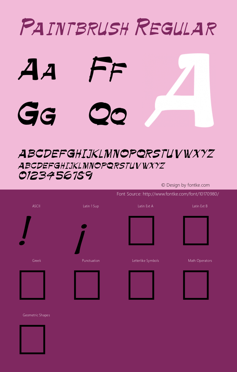 Paintbrush Regular Altsys Fontographer 3.5  02/02/94 Font Sample