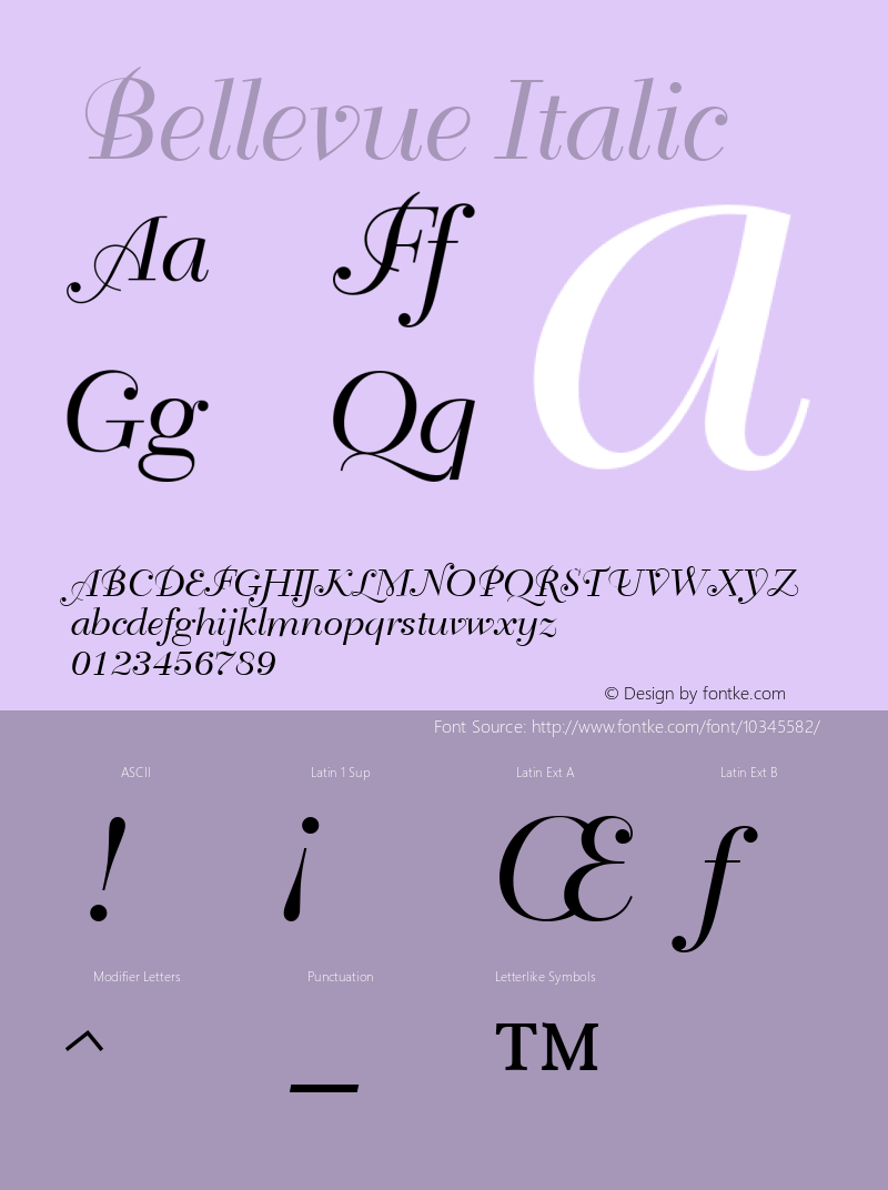 Bellevue Italic Version 001.001 Font Sample