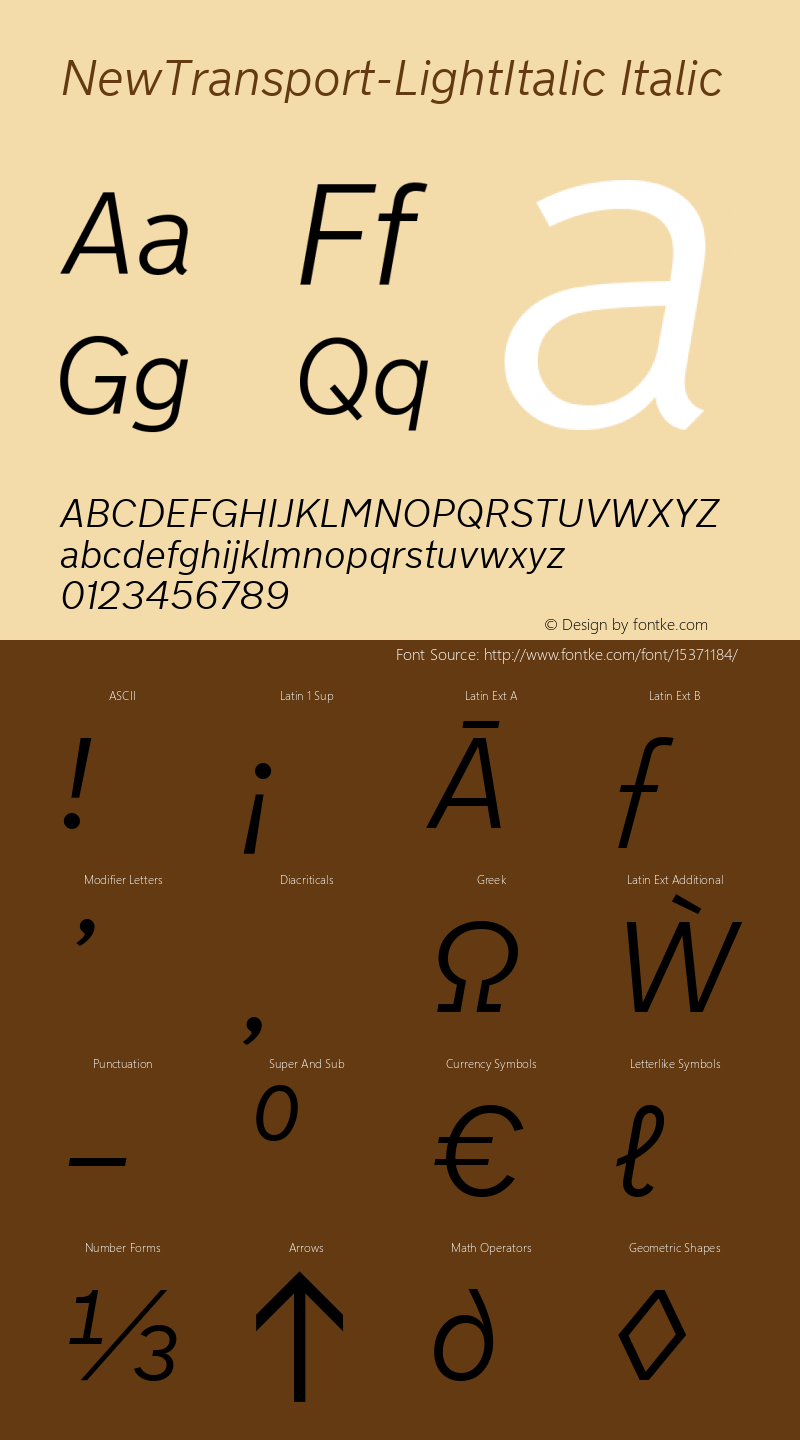 NewTransport-LightItalic Italic 1.1 Font Sample