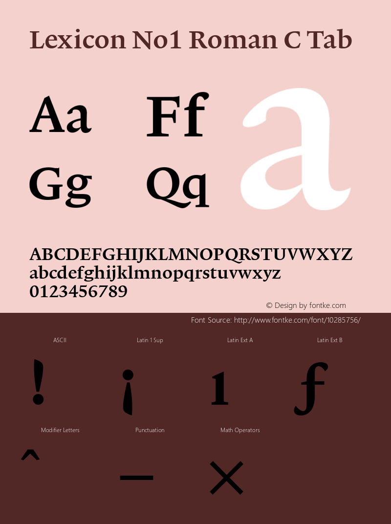 Lexicon No1 Roman C Tab 001.000 Font Sample