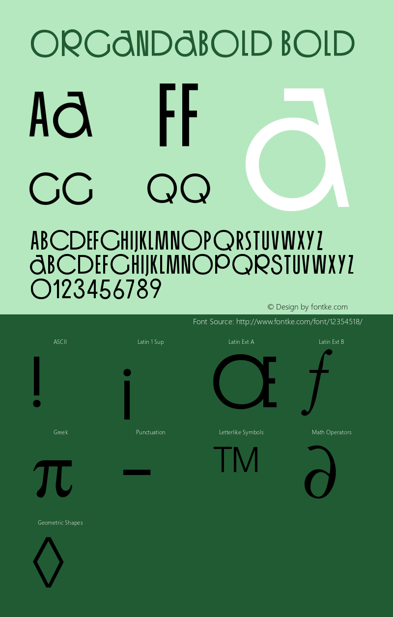 OrgandaBold Bold Version 001.003 Font Sample