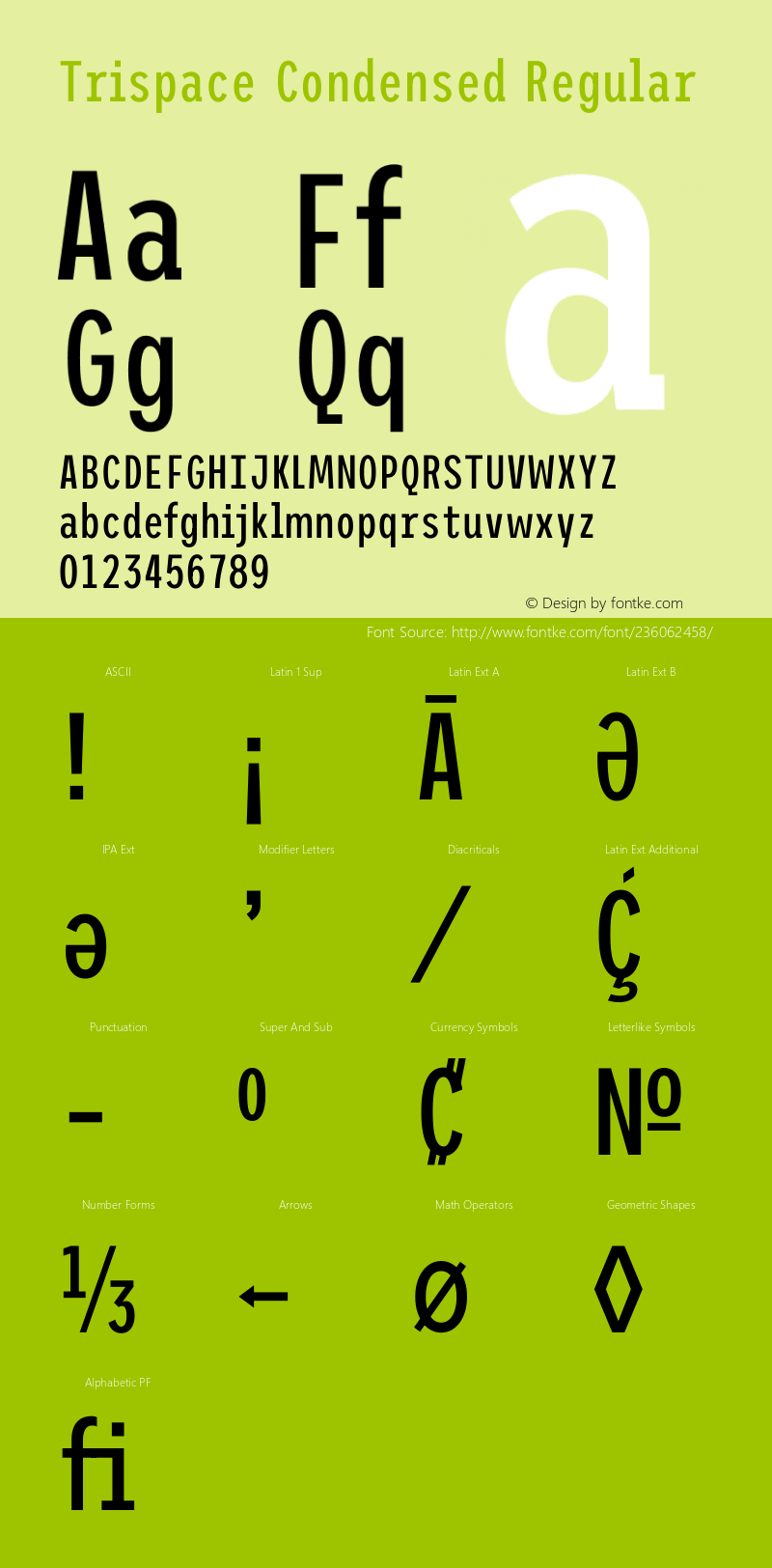 Trispace Condensed Regular Version 1.210图片样张