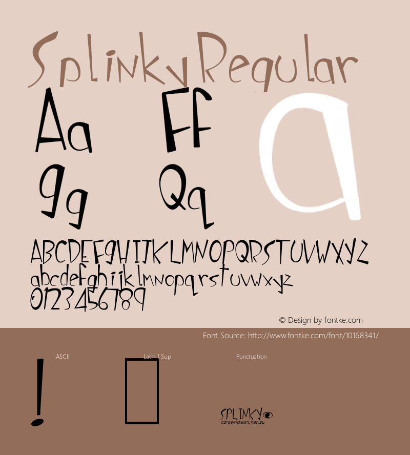 Splinky Regular Shareware V1 - cbrown@eon.net.au Font Sample