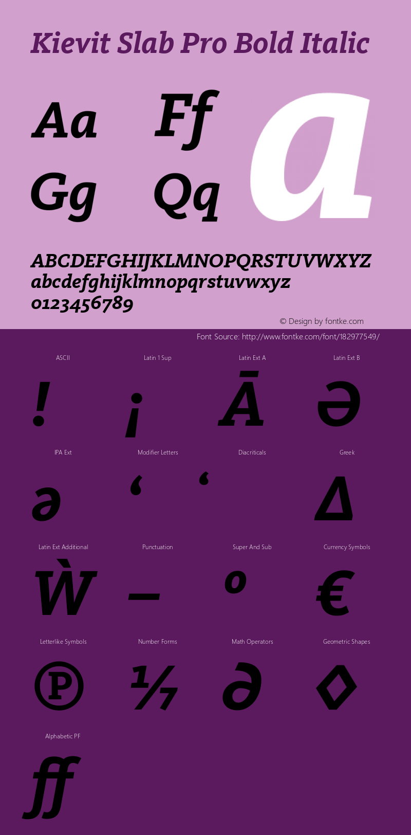 Kievit Slab Pro Bold Italic Version 7.600, build 1030, FoPs, FL 5.04图片样张