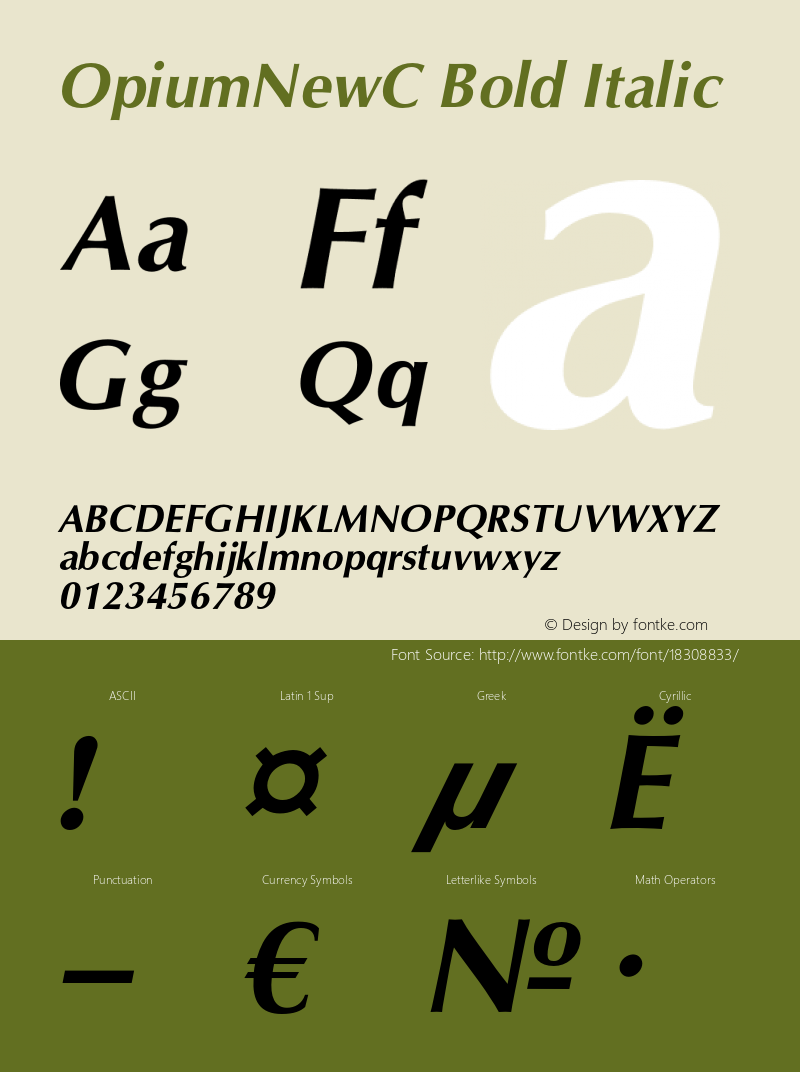 OpiumNewC Bold Italic OTF 1.0;PS 001.001;Core 116;AOCW 1.0 161 Font Sample