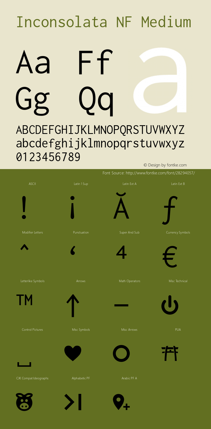 Inconsolata Nerd Font Complete Mono Windows Compatible Version 001.010;Nerd Fonts 2 Font Sample