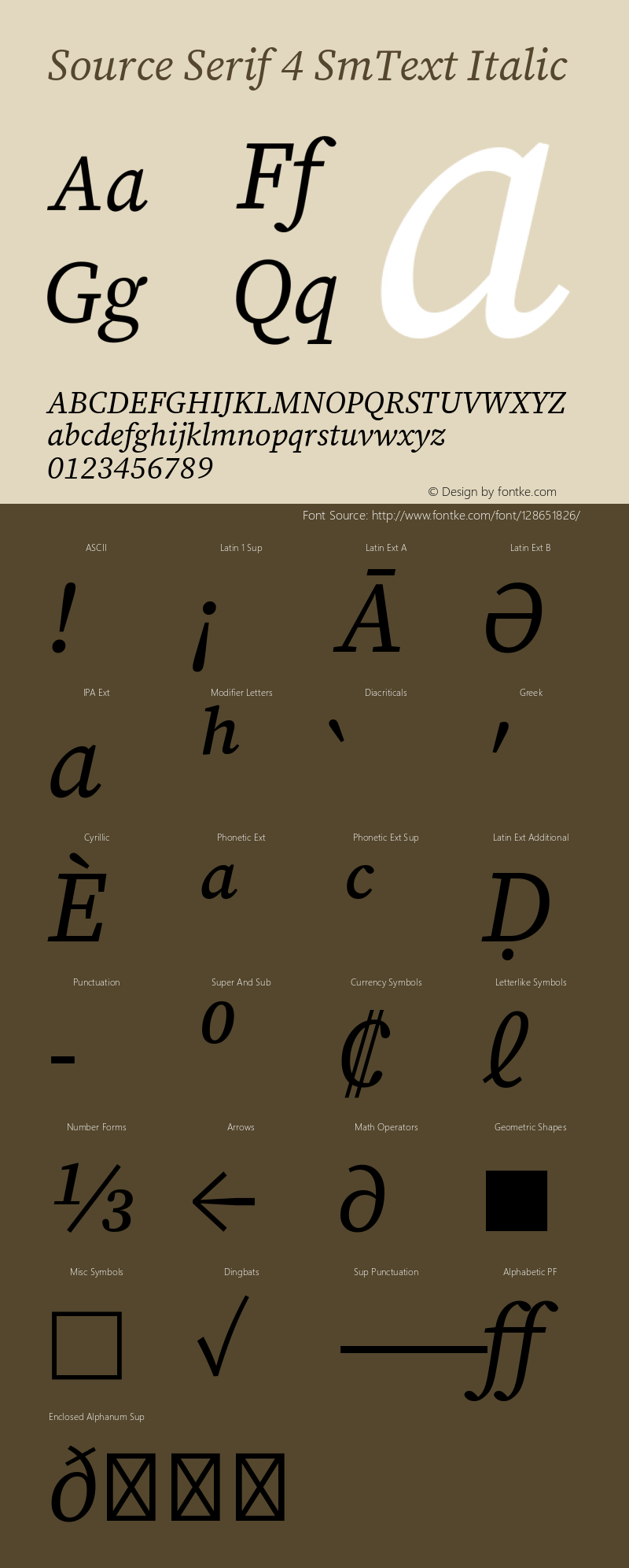 Source Serif 4 SmText Italic Version 4.004;hotconv 1.0.117;makeotfexe 2.5.65602 Font Sample