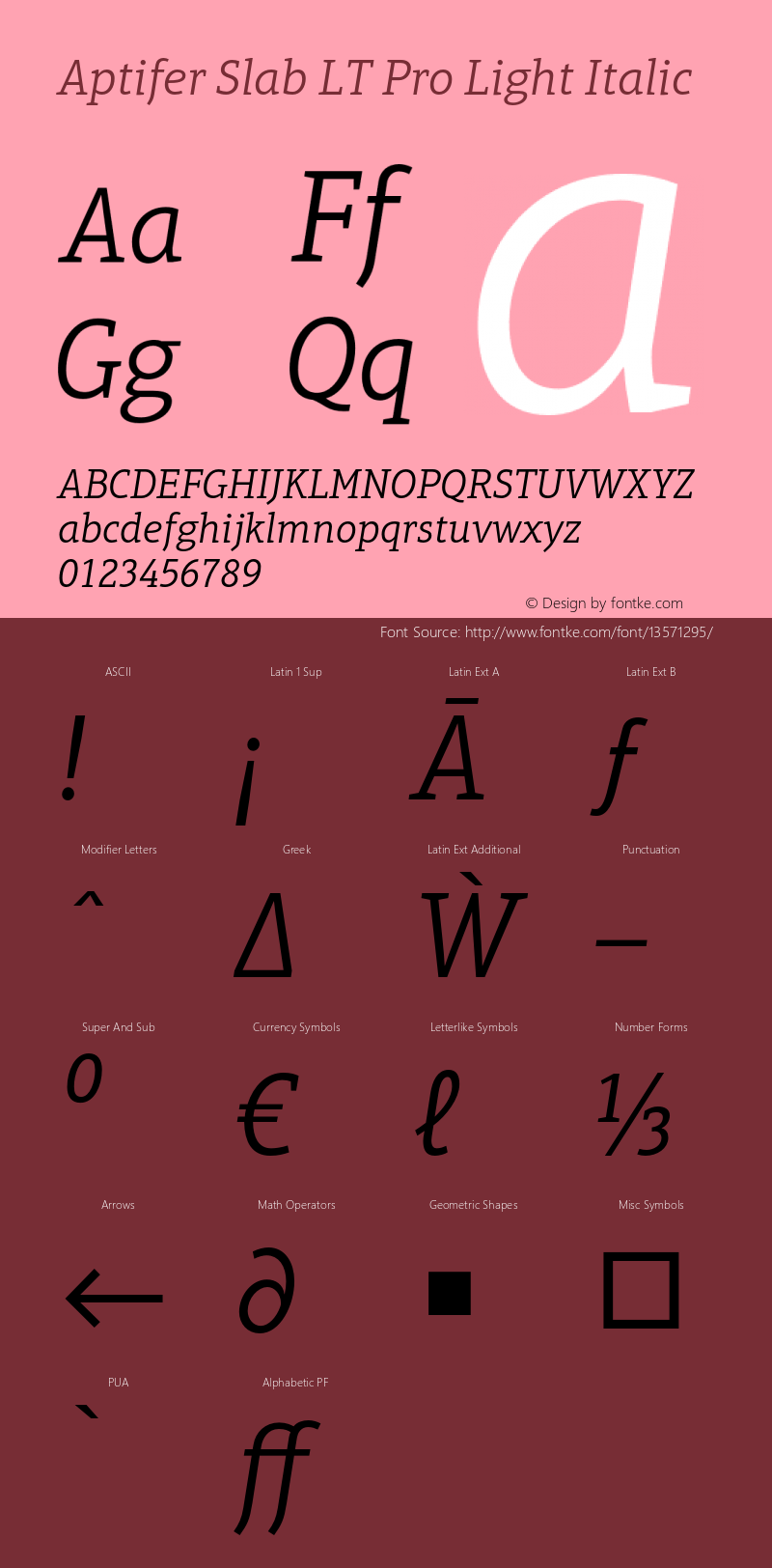 Aptifer Slab LT Pro Light Italic Version 1.000;PS 001.000;hotconv 1.0.38 Font Sample