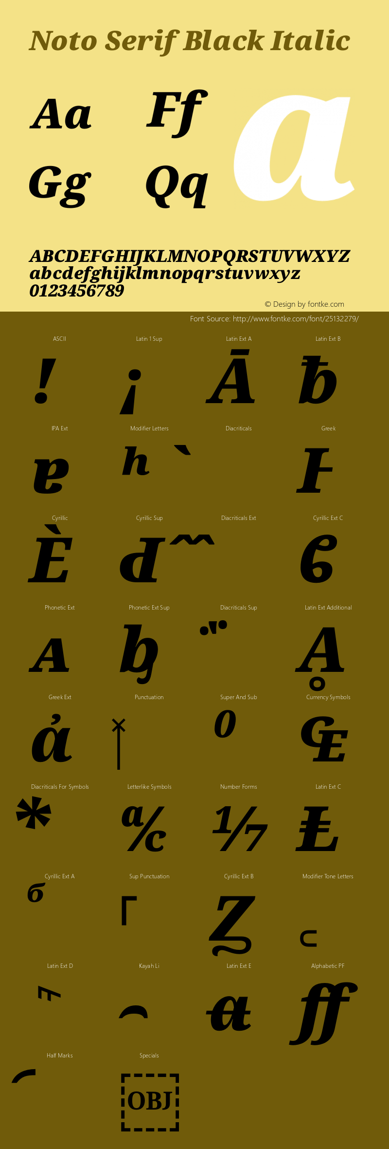 Noto Serif Black Italic Version 2.000 Font Sample