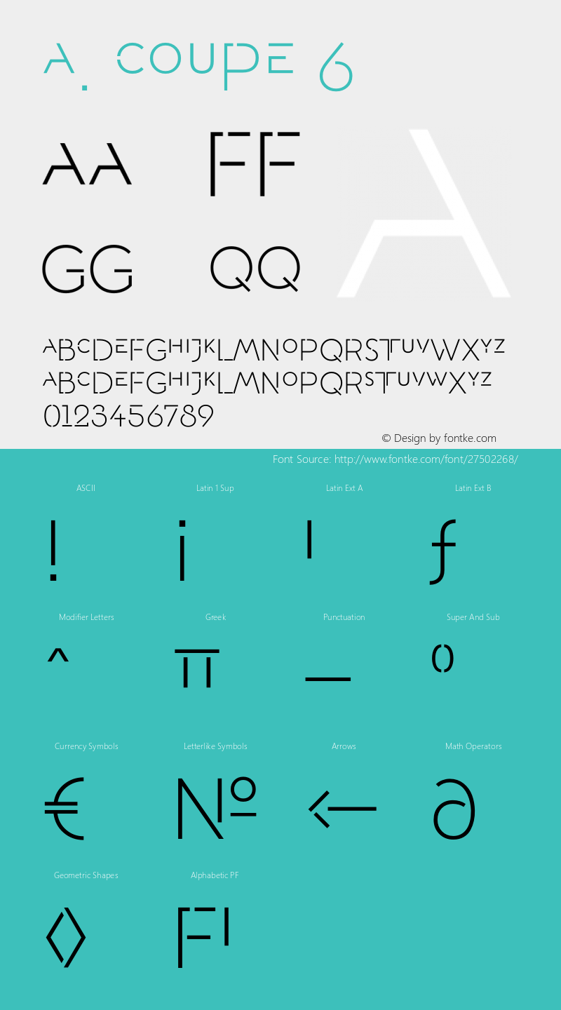 A. Coupe 6 Version 2.000;PS 002.000;hotconv 1.0.88;makeotf.lib2.5.64775 Font Sample