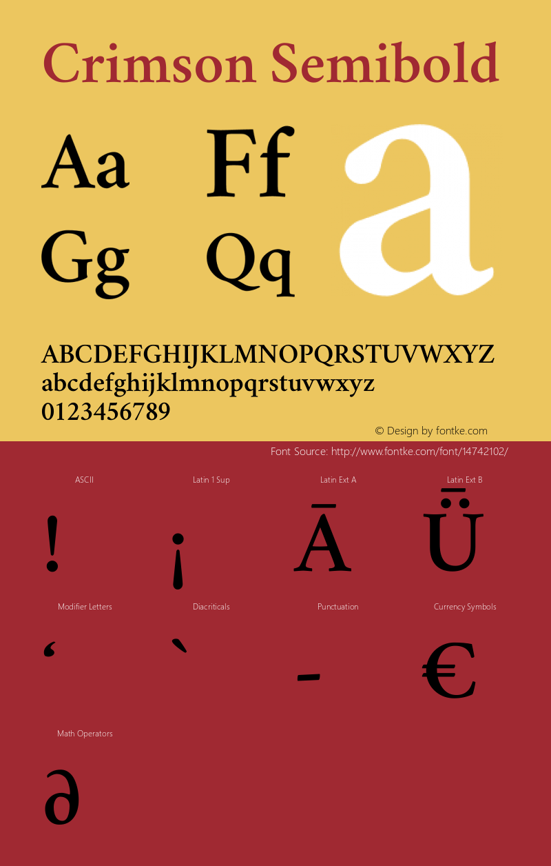 Crimson Semibold Version 0.8 Font Sample