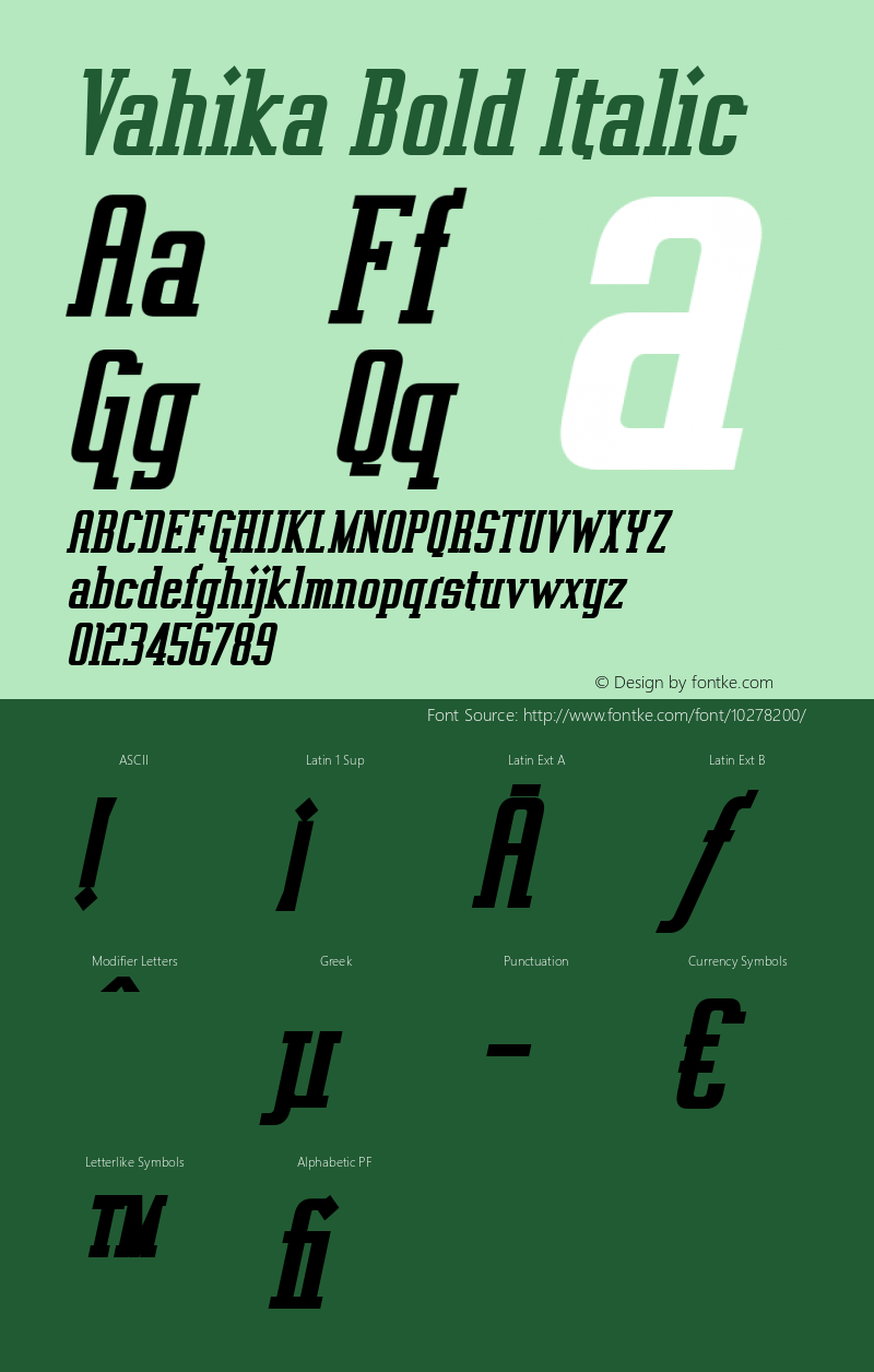 Vahika Bold Italic OTF 3.000;PS 001.001;Core 1.0.29 Font Sample