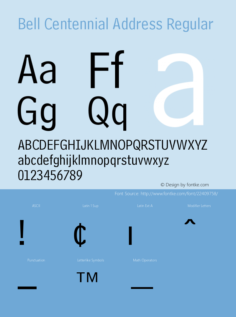 BellCentennialBT-Address 2.0-1.0 Font Sample