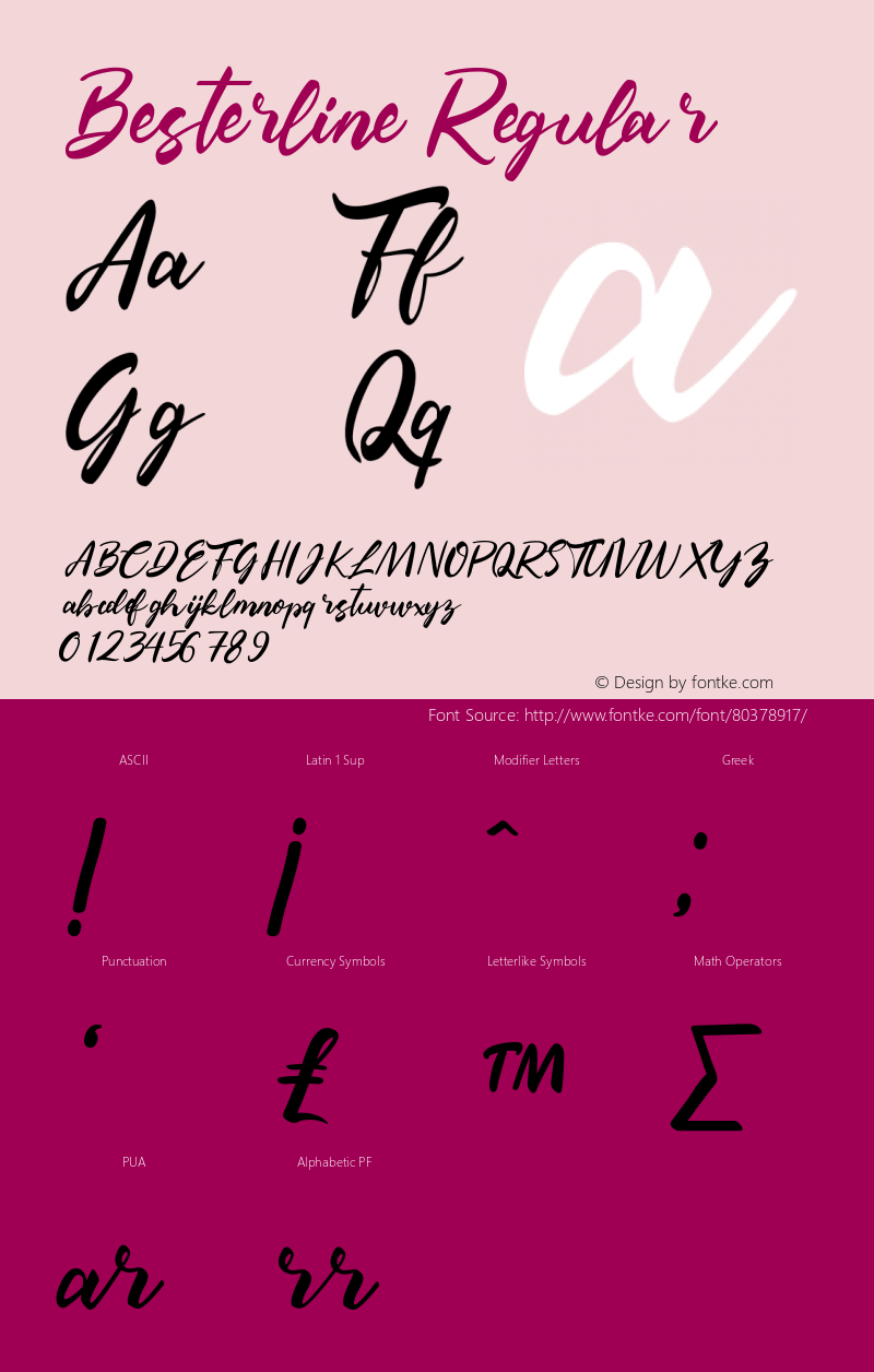 Besterline Version 1.00;August 9, 2020;FontCreator 12.0.0.2545 64-bit Font Sample