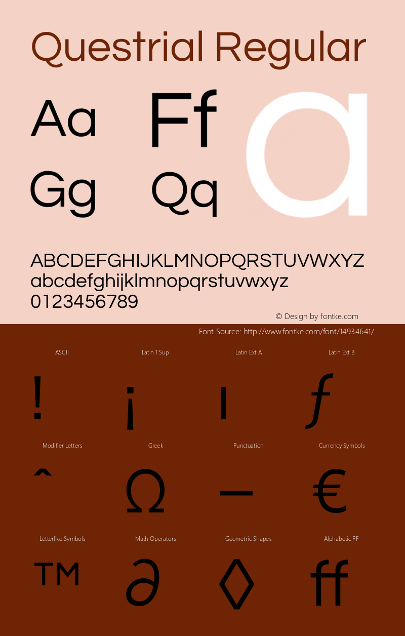 Questrial Regular Version 1.002 Font Sample