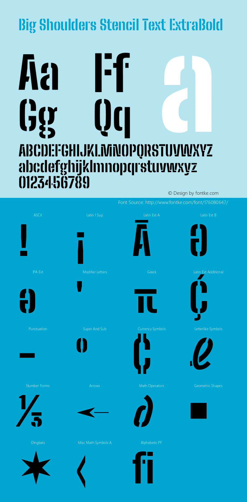 Big Shoulders Stencil Text ExtraBold Version 2.001图片样张