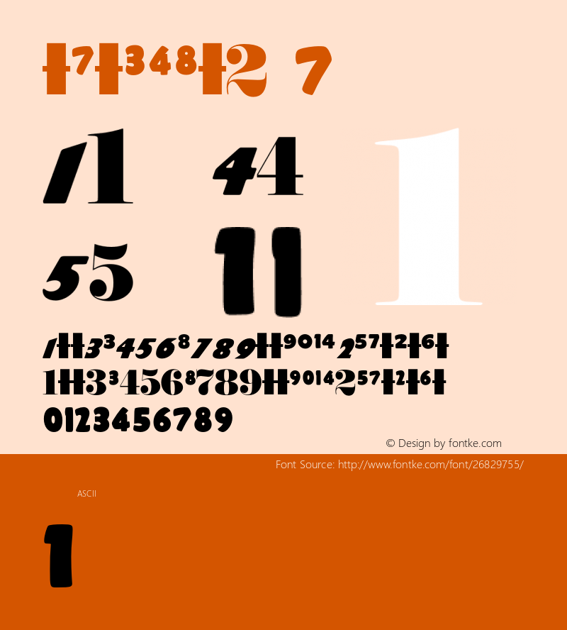 Numerics 7 Version 1.001 Font Sample