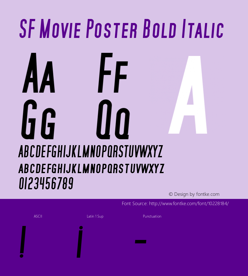 SF Movie Poster Bold Italic 1.2 Font Sample