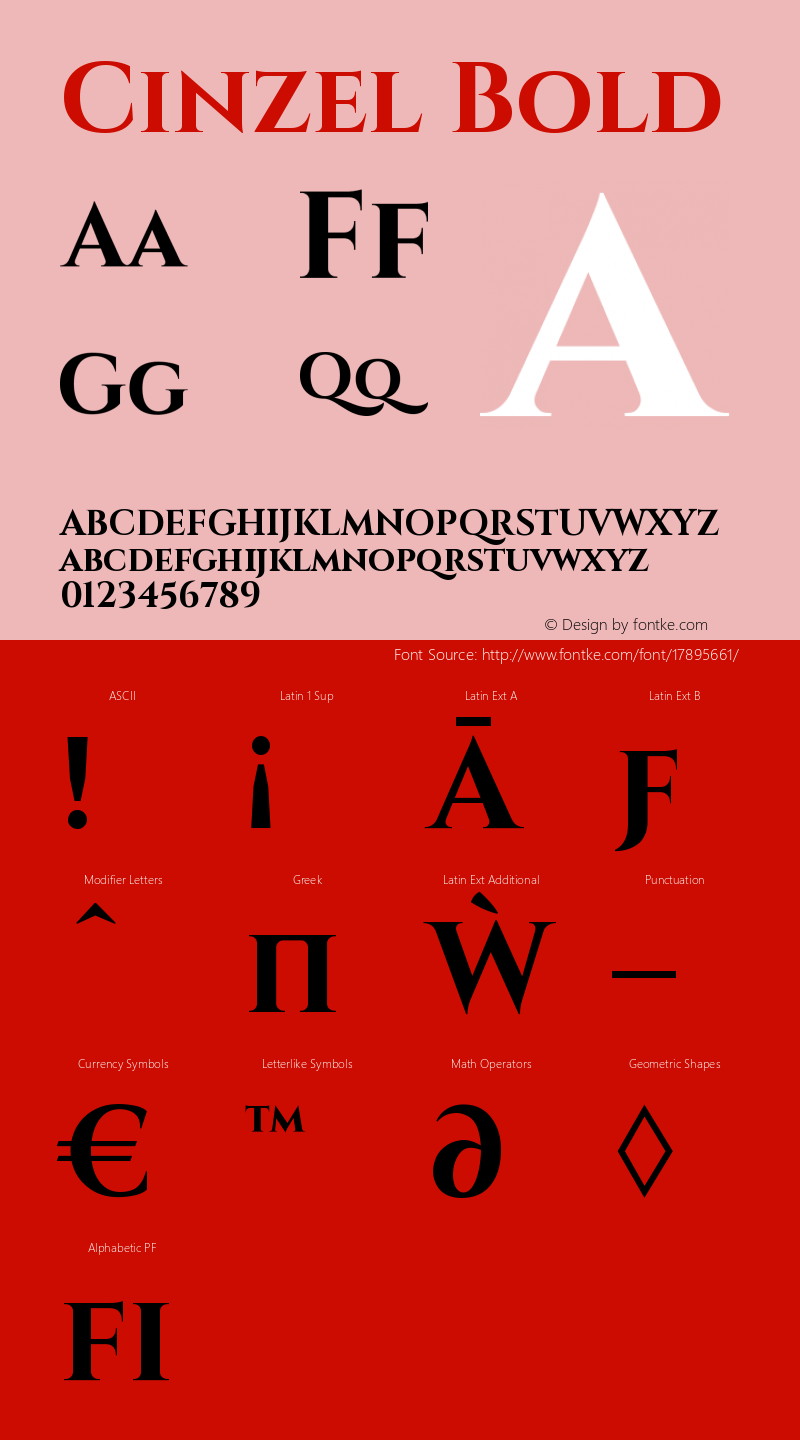 Cinzel Bold Version 1.001;PS 001.001;hot Font Sample