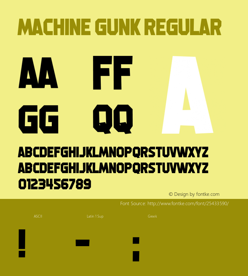 Machine Gunk Version 1.00;March 23, 2018;FontCreator 11.5.0.2421 64-bit Font Sample