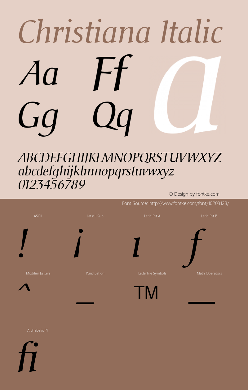 Christiana Italic Version 001.000 Font Sample