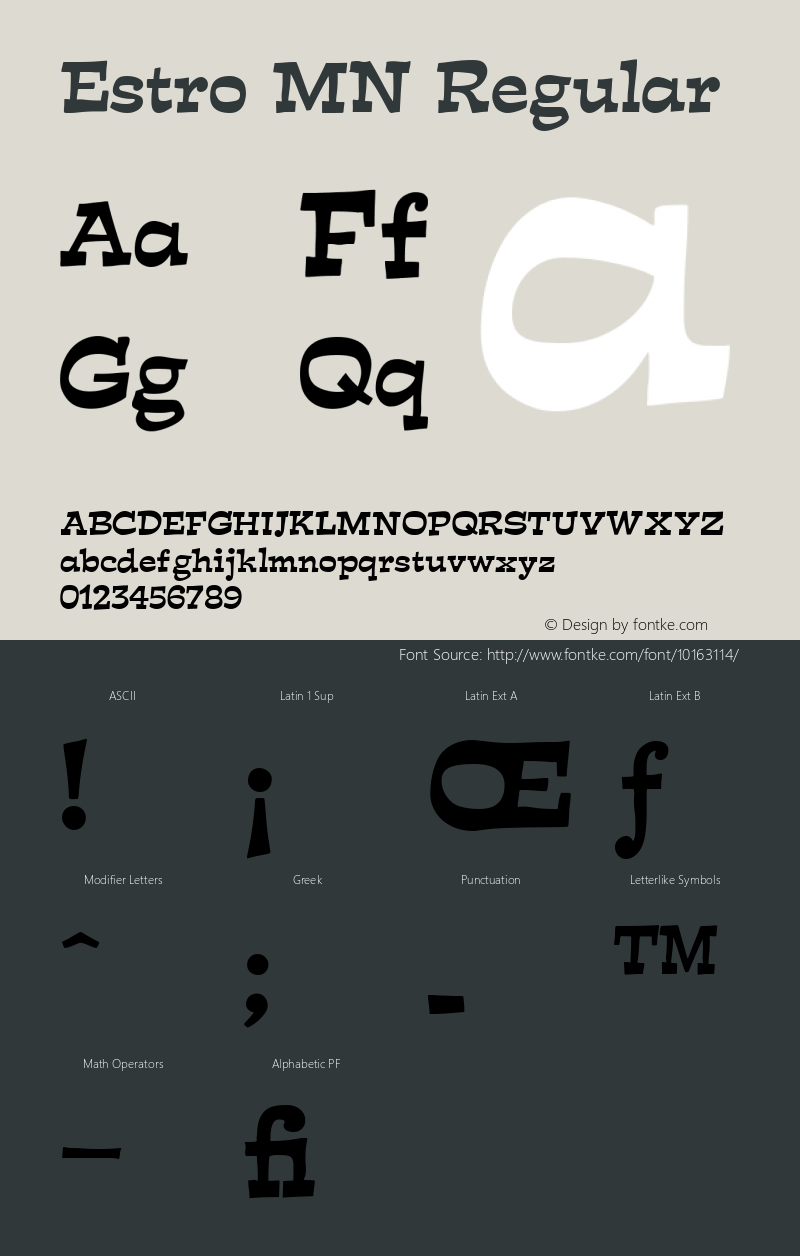 Estro MN Regular Version 001.003 Font Sample