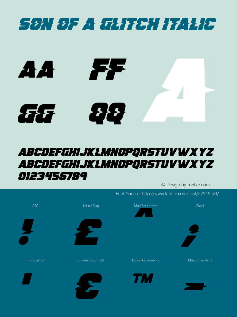 Son Of A Glitch Italic Version 1.00 December 17, 2018, initial release Font Sample