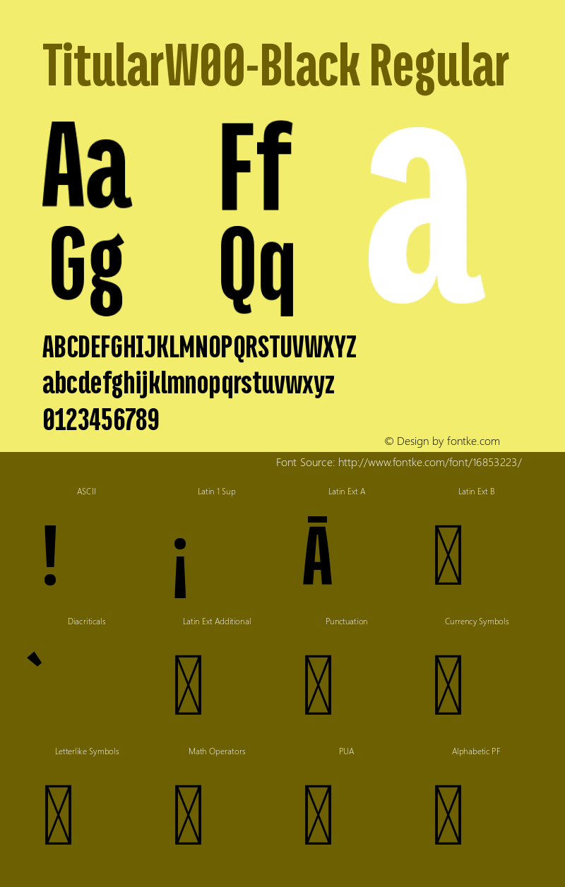 TitularW00-Black Regular Version 1.00 Font Sample