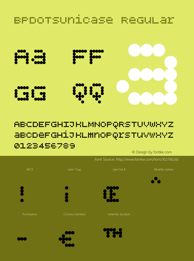 BPdotsUnicase Regular Version 1.000 Font Sample