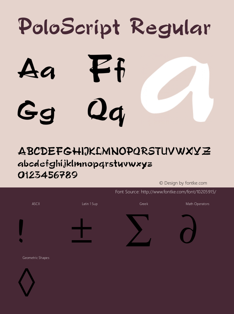 PoloScript Regular Altsys Metamorphosis:3/7/92 Font Sample