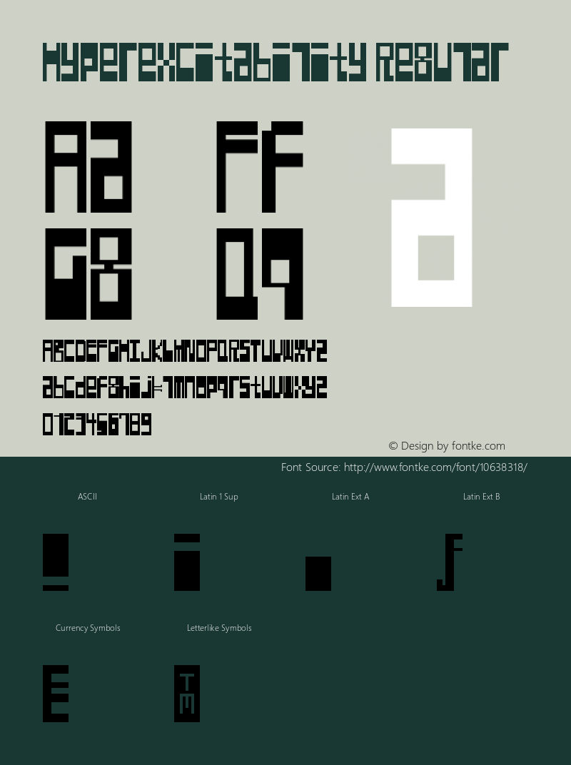 Hyperexcitability Regular Version 1.0 Font Sample