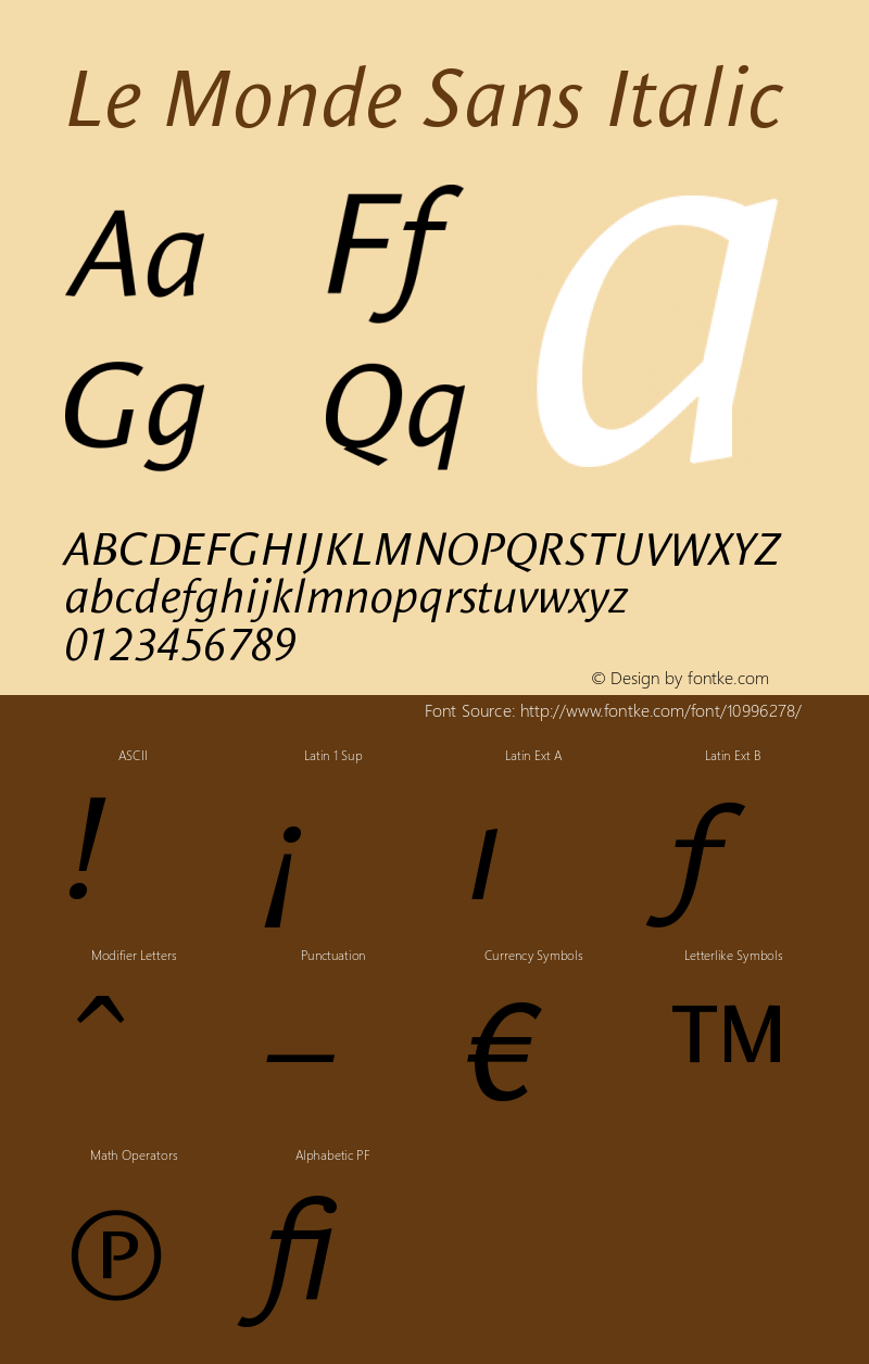 Le Monde Sans Italic Version 001.000 Font Sample