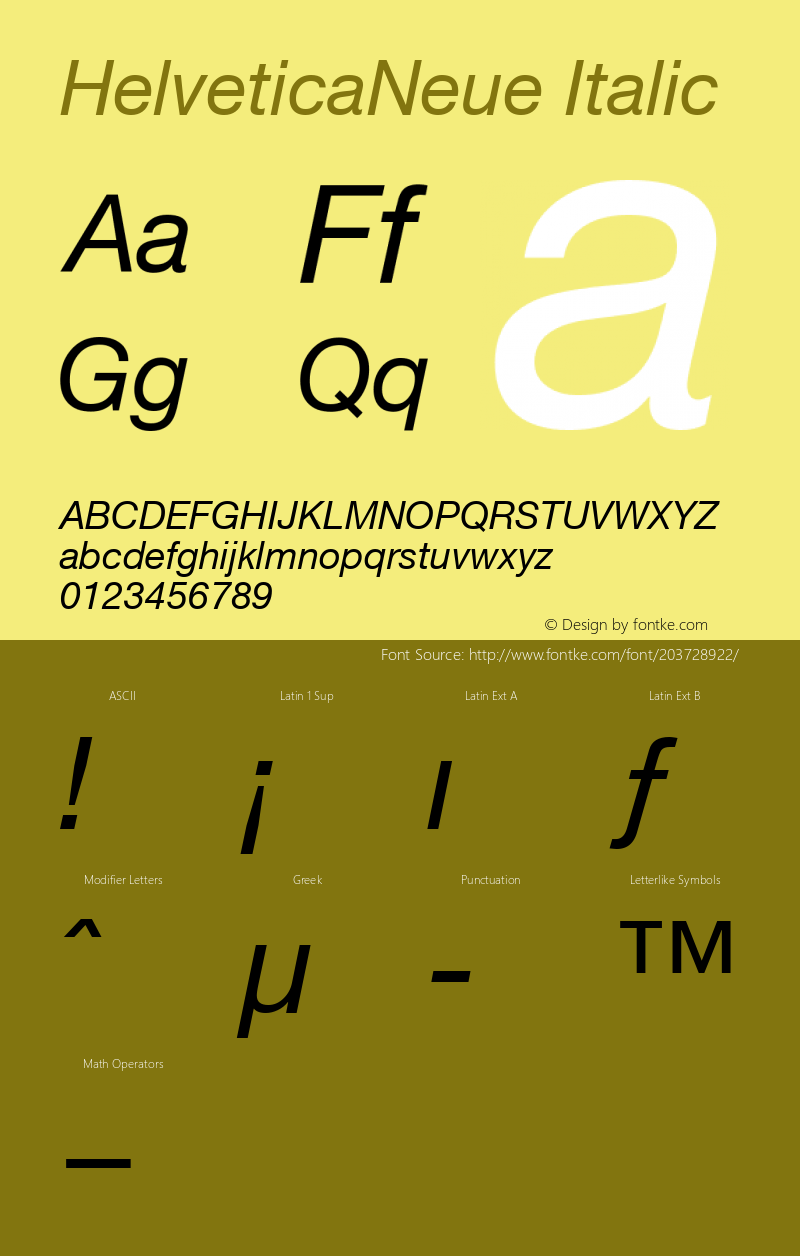 HelveticaNeue Italic Macromedia Fontographer 4.1.5 1/27/03图片样张