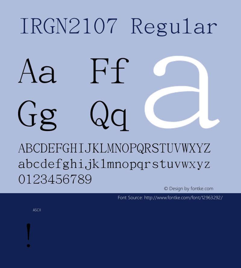 IRGN2107 Regular Version 1.005 Font Sample