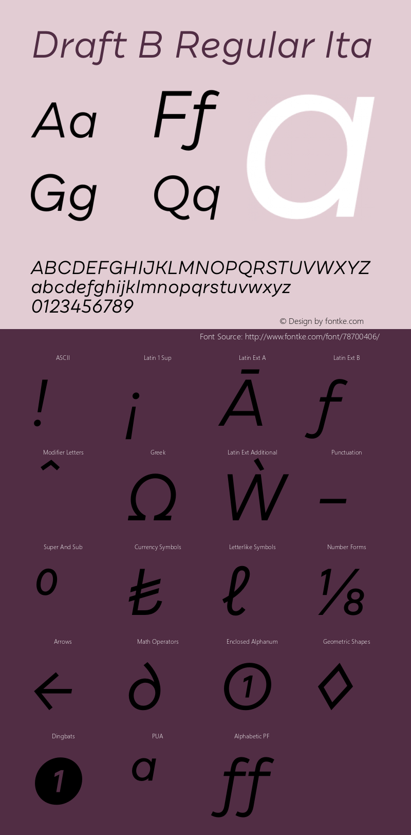 DraftB-RegularIta Version 1.000 Font Sample